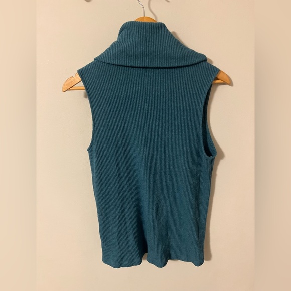 Vanessa Virginia Anthropologie Blue Cowl Neck Sleeveless Sweater Small - Picture 5 of 7